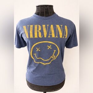 NIRVANA Navy Tee with Yellow Logo